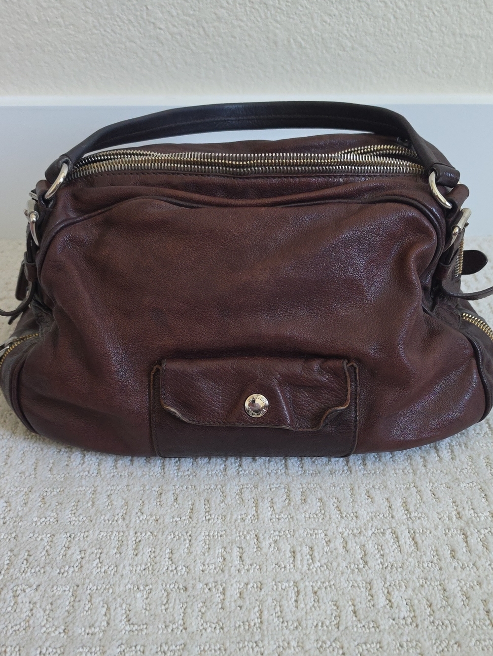 PRADA Brown Leather Shoulder Bag - Picture 3 of 6